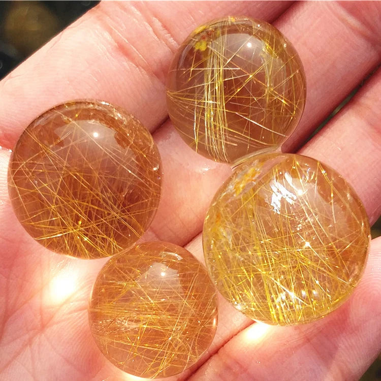Crystal Ball Sphere Golden Rutilated Quartz Ball Natural Home Decoration Eco-friendly Love Jade Europe Mini Feng Shui Stone
