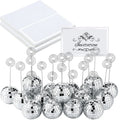 Pafu 15pcs  Disco Silver Picture Holders Photo Stand Swirl Wire Place Name Card Disco Ball Place Card Holder