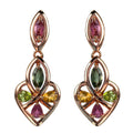 Graceful Rose Gold Plated 925 Silver Jewelry Natural Tourmaline Four Leaf Clover Drop Earrings for Women Anniversary Gift