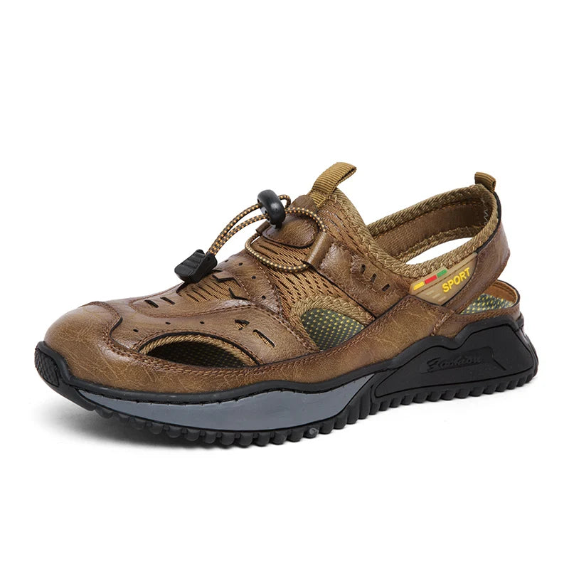 Large Size Men Sandals Genuine Leather Men Beach Shoes Summer Casual Shoes Gladiator Sandals Anti-Collision Toe Sandalias