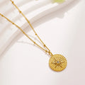 2026 New Fashion Jewelry Gold Vaccum Plating Zircon Stainless Steel Chain Round Pendant Necklace