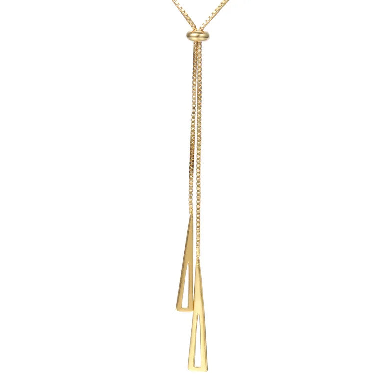 VIANRLA 925 Sterling Silver Dainty Little Gold Geometric Pendant Tiny Floating Triangle Necklace for Woman