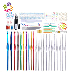 For High-quality Factory Wholesale Colorful Stainless Steel Knitting Needle Set Crochet Hooks 100-Piece for Hand Sewing