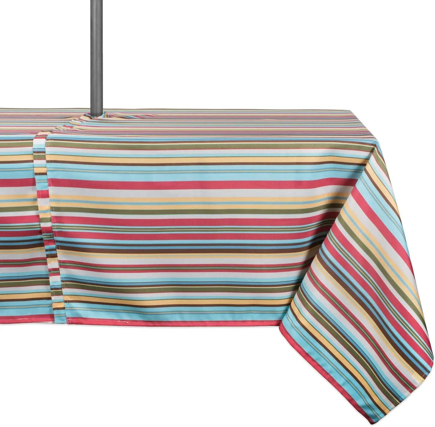 60x84 Polyester Water Repellant Colorful Stripe Print Table Cloth With Zipper and Umbrella Hole Outdoor Tablecloth