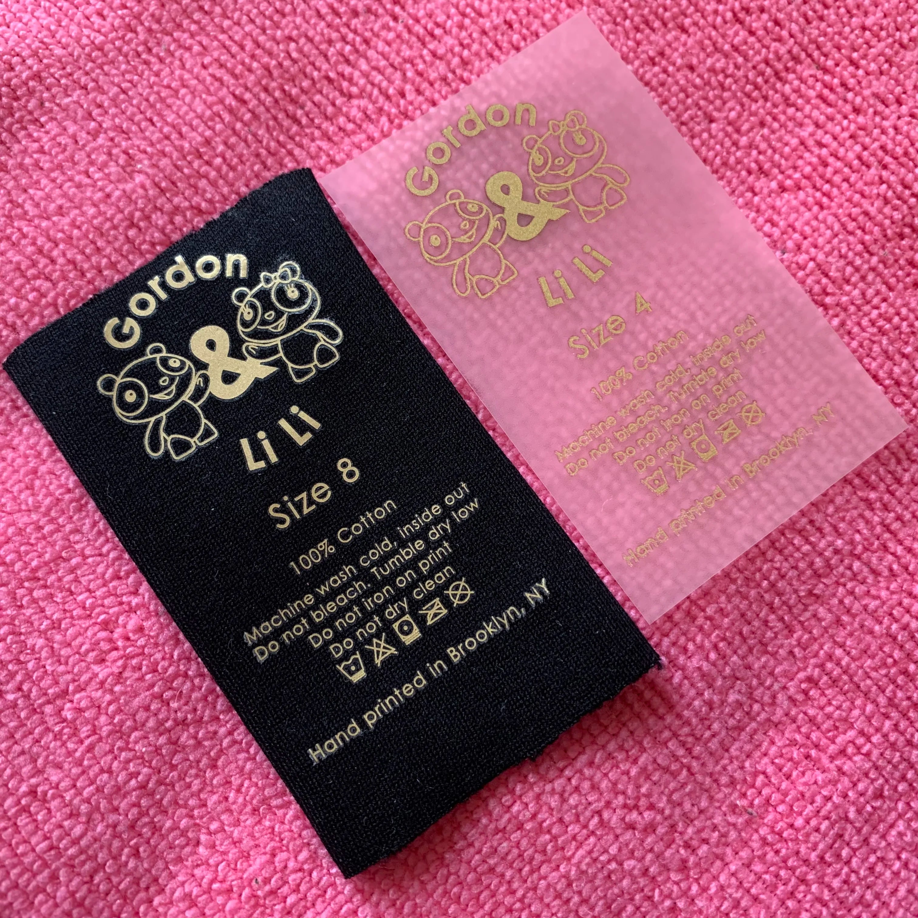 Good Quality Printing Gold Color Inside Heat Transfer Labelwashing Care Instruction T-shirt Neck Iron on Transfer Labels