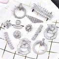 Multiple Clear Crystal Glass Rhinestone Silver Plated Geometry Flower Brooch Pin Buckle Clip for Women Shoes Hats Dress Belt