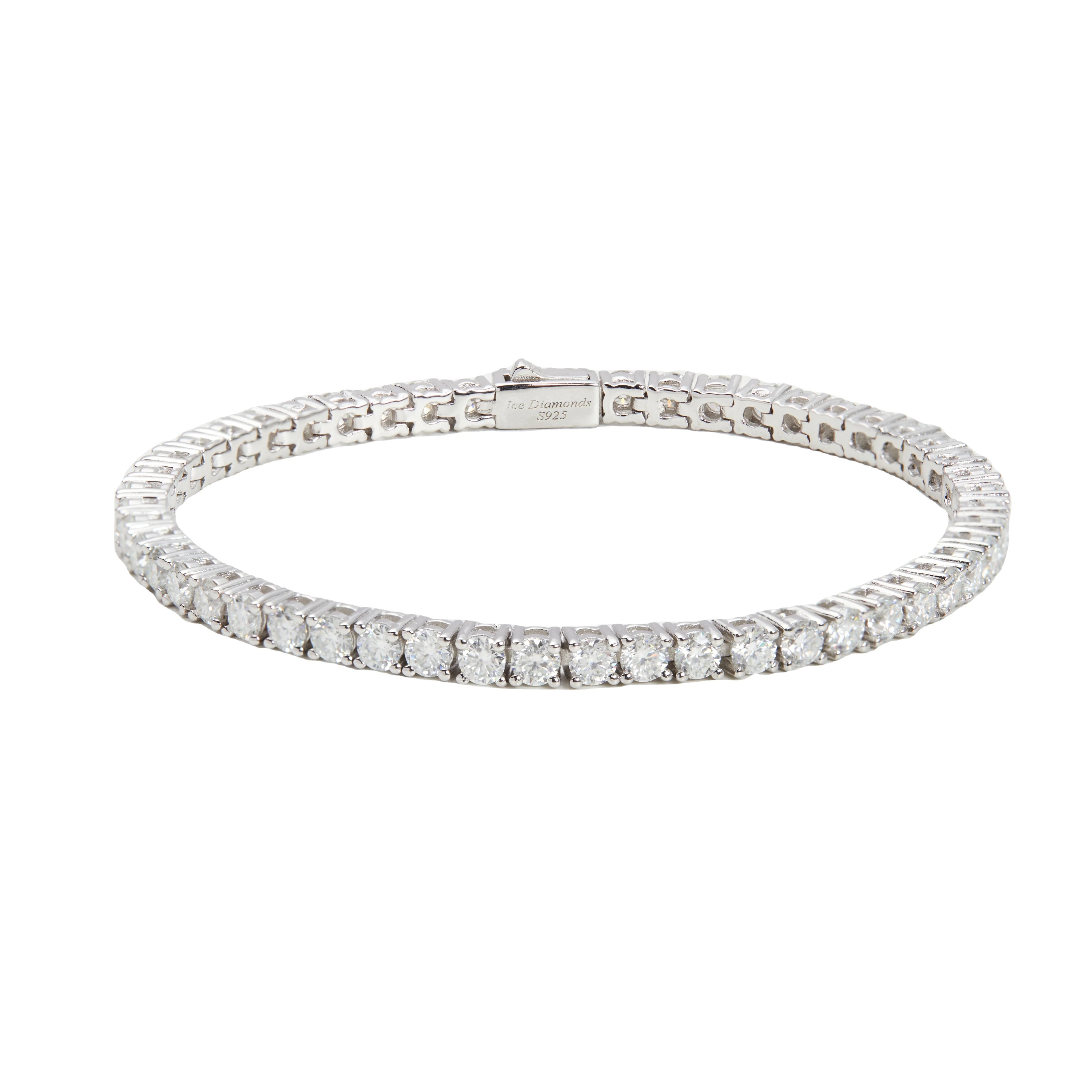 Prompt Delivery 925 Sterling Silver 2mm Tennis Chain Zircon Moissanite Gold Plated Bracelet Fast Sample Delivery