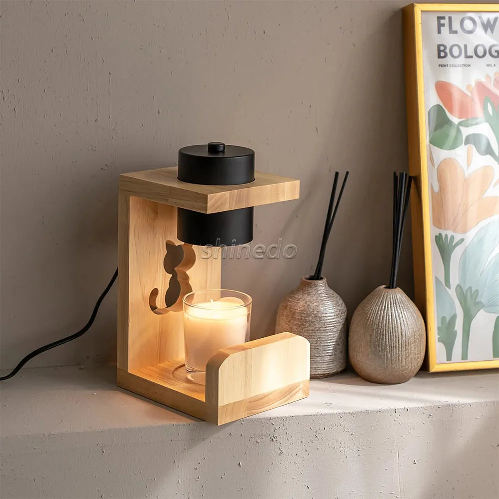 Candle Warmer Lamp Aromatherapy Wax Table Bedroom Wood Nordic Melting Timing 110V/220V Indoor Lighting Lights