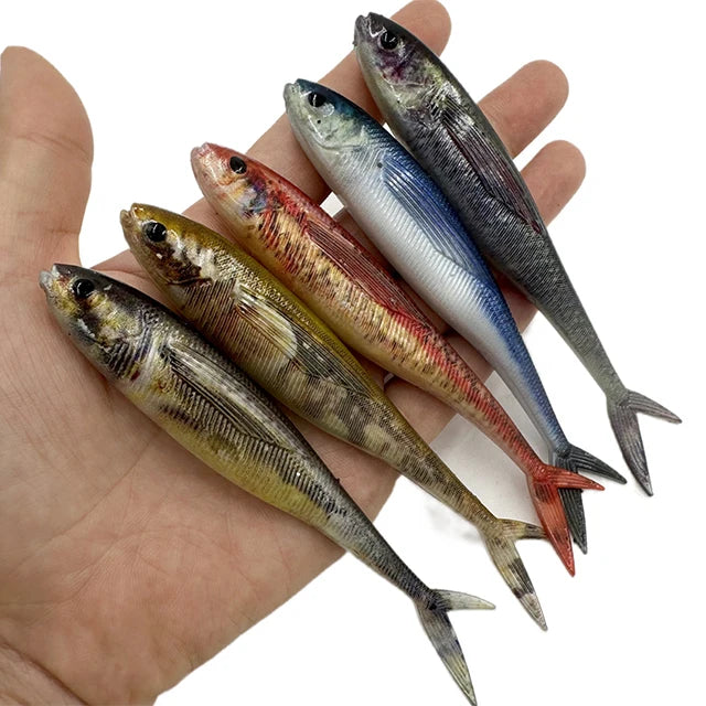 Hot Selling 12.5cm 3D Print Soft Lifelike Lure Bionic Soft Fishing Lure with Fork Tail Bait Soft Plastics Fishing