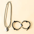 Fashion Jewelry Adjustable Rope Yin Yang Couple Friendship Handmade Tai Chi Black White FengShui Necklace Bracelet Set for Men