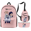 3pcs Japanese Anime Desigsn Cigar Circle Backpack for Boys Men Print Bag Laptop Shoulder School Bag Travel Bag