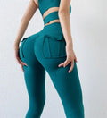 High Waist Elastic Tight Peach Butt Women Gym Fitness Sports Yoga Leggings With Pockets