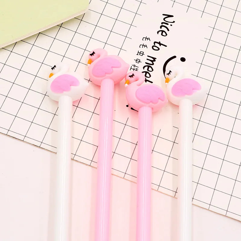 Creative Student Neutral Pen in Black with Swan Cartoon Styling 0.38mm Writing Width Made of Plastic