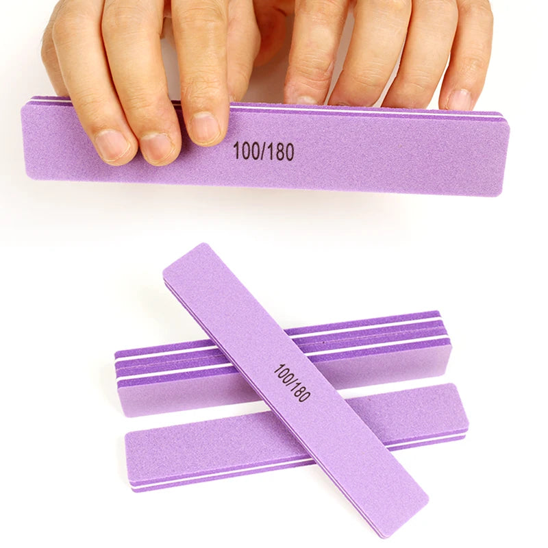 Washable Double Sided Sandpaper Nail File Manicure Tool Purple Sponge Nail File 100/180