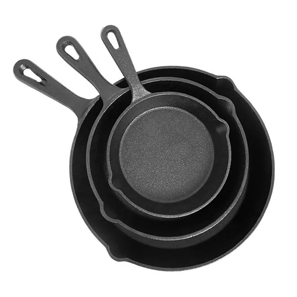 Hot Selling Modern Design Cast Iron Round Fry Pan and Little Skillet Set Outdoor Cookware Metal Collection