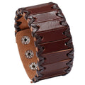 Retro Handmade Woven Leather Bracelet with Punk Style Decorations