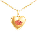 Openable Photo Red Lips Heart Couple Stainless Steel Pendant Necklace Fashion Jewelry Ainoxydable