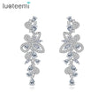 LUOTEEMI Cubic Zirconia Earring Trending Big Woman Vintage Drop Bohemian Elegant Lady Wedding Earing