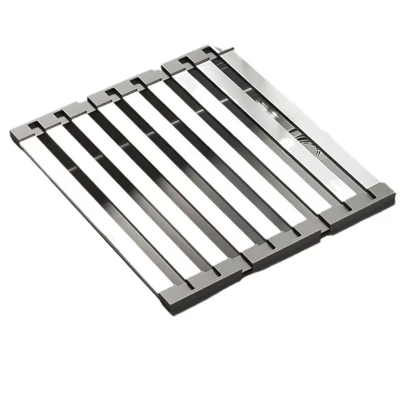 YOTO Three-Layer Foldable Metal Draining Rack Kitchen Bowl Dish Chopstick Storage Organizer