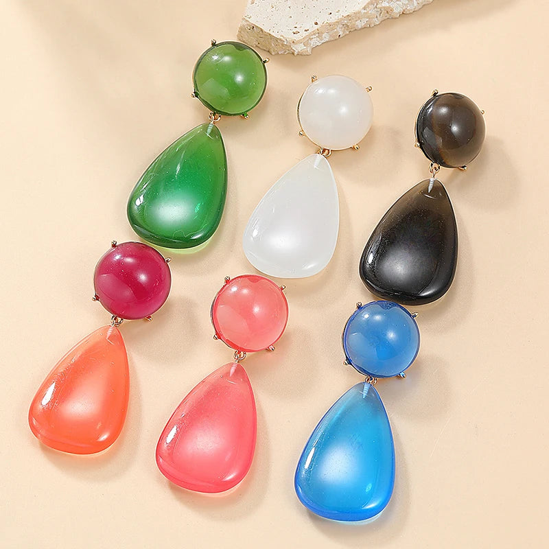 2024 New Arrival Fashion Jewelry New Gold Plated Earrings Women Round Water Drop Resin Transparent Acrylic Teardrop Earrings