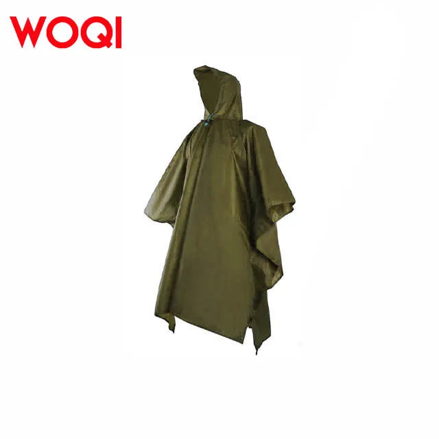 WOQI Custom Impermeable Lightweight Ripstop Raincoat Durable Emergency Multifunctional Waterproof Poncho Camouflage Design