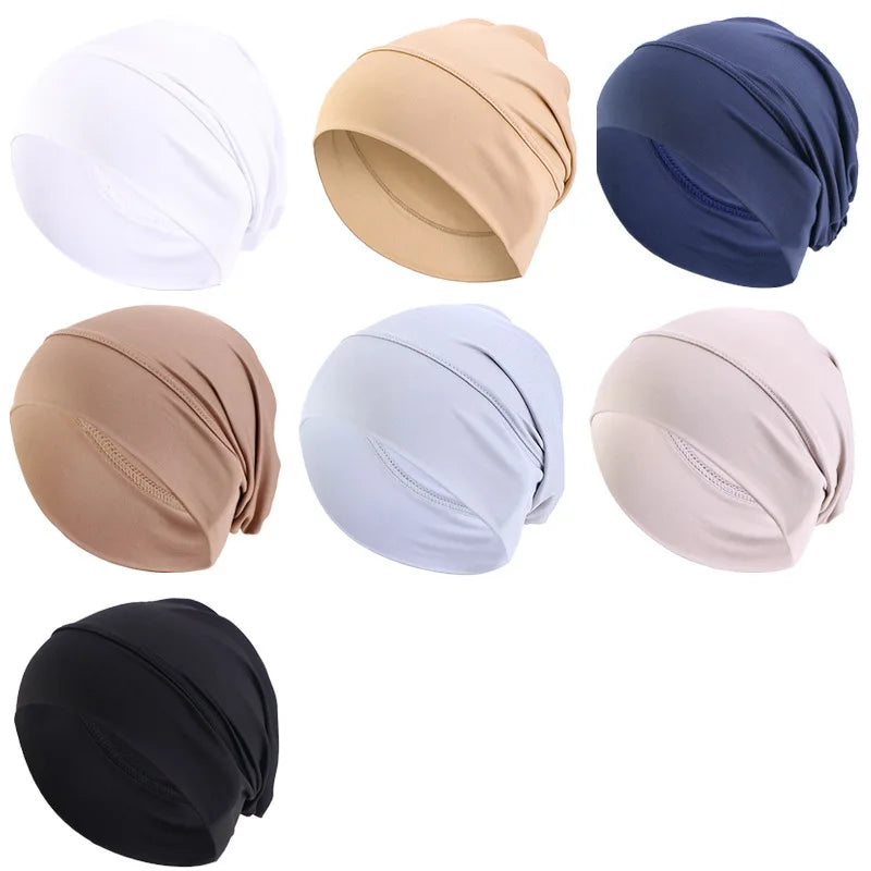 Wholesale Hot Selling Solid Color Inner Hijab Muslim Turban Islam Underscarf Jersey Stretch HIjabs