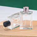 Custom 100  ml Transparent Glass Perfume Container Flat square Crimp Spray Bottle Bottle