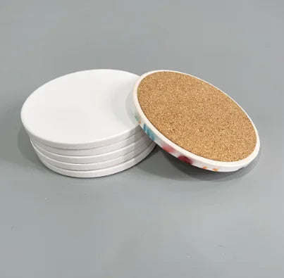 New Style Blank Sublimation Coffee Ceramic Coaster Cork Coaster Round Square Heat Transfer Ceramic Coaster
