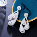 Micro Pave Cubic Zirconia Stone Symmetrical Round Ball Claw Bride Statement Long Dangle Earring for Women Wedding Luxury Jewelry
