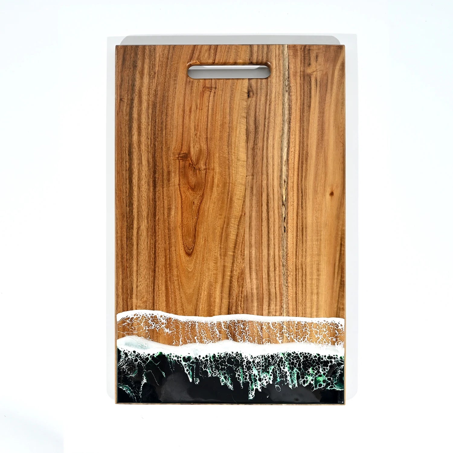 Wood Ocean Wave Cutting Board with Handle Epoxy Resin Wave Chopping Board Acacia Wood Vegetable Serving Tray for Cheese