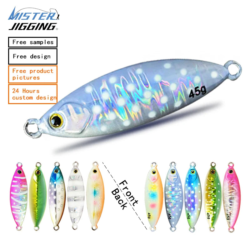 MISTER JIGGING  Wholesale 20g 30g 45g Casting Lure Metal Jig Fishing Lures Saltwater Slow Pitch Jig