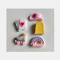 Valentine's Day Resin Charms Pink Heart Hat Skating Skating Shoes Yeah Rainbow Poker Cards for DIY Scrapbooking Decor