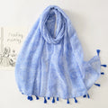 Bohemian Style Blue White Custom Printed Cotton Voile Scarves Muslim Women Hijabs Summer Lightweight Beach Cover Ups Shawls