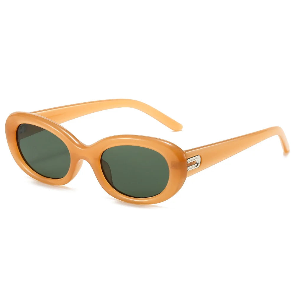 Eyewear 15104 Fashion 2024 Retro Y2K Tinted Small Oval Cat Eye Sunglasses