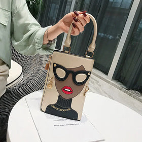 New Design PU Leather Face Chain square Purses Tote Fashion Girls Crossbody Handbags Luxury Handbags for Women