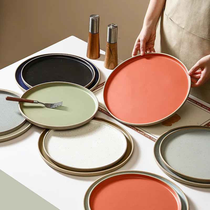 Restaurant Tableware Nordic Vintage Dinner Plates Multiple Sizes Round Steak Dessert Salad Pasta  Plate for Wedding