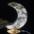 Wholesale Natural Crystal Stone Healing Crystals Stone Moss Agate Moon Shape Lamp Crystal Lamp for Decor