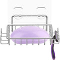 Silver Brushed Soap Basket Adhesive Kitchen Dish Hanging Tray Hook Type Shower Soap Holder Organizer Made Durable Metal