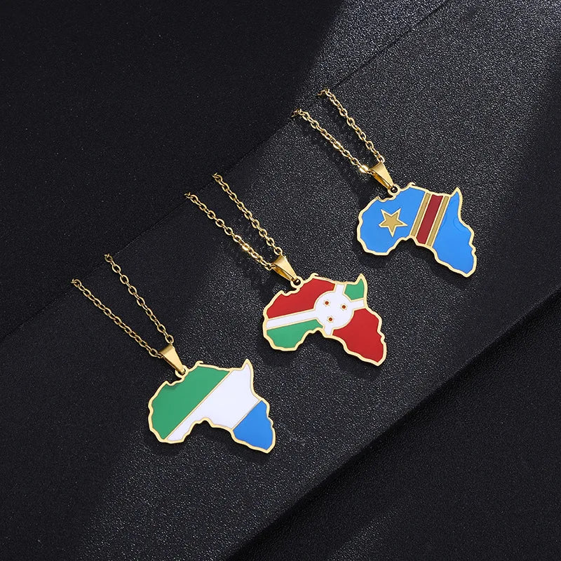 Map Dominica Republic Africa Lebanon Mexico Hatii Kosovo Gonaives Saint Lucia Eritrea Flag CUSTOM Accept Map Necklace