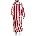 Ramadan Arab Long Sleeve Hooded Islamic Clothing Men Muslim Thobe Thawb Striped Ramadan Costumes Arabia Abaya Male Kaftan Robe