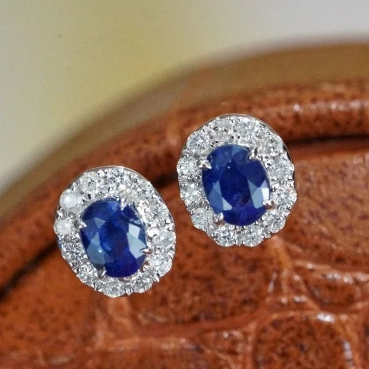 Ruyi Lab's Fashion Jewelry Women's Sapphire Stone Earrings Diamond Accessories