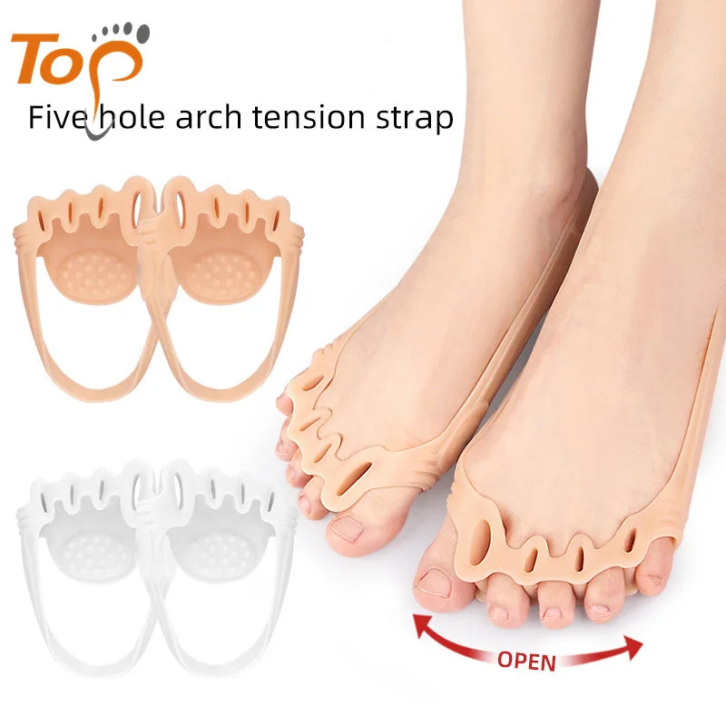 Unisex Non-slip Thickened Shock-absorbing Gel Hallux Valgus Bunion Corrector Five-hole Toe Separator