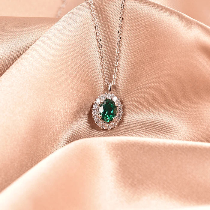 Wholesale Fashion Jewelry Emerald Pendant Gemstone Necklace for Gifts