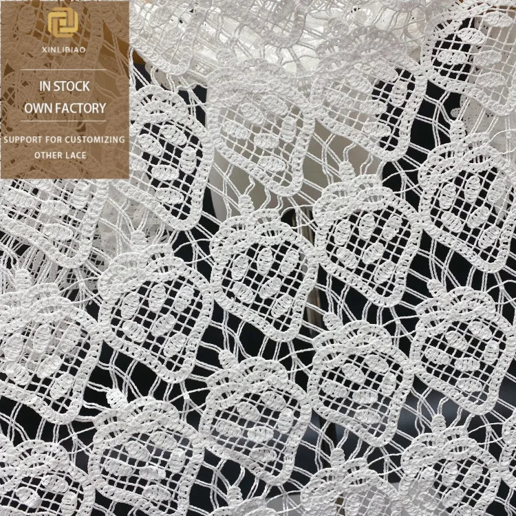 Factory Wholesale Clothing Lace Fabric with Strawberry Hollow Embroidery for Bags and Rope Embroidery Lace Fabric