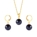 Black Zircon Note Jewelry Set Stainless Steel Jewelry Women Earrings and Pendant Statement Gold Jewelry Sets