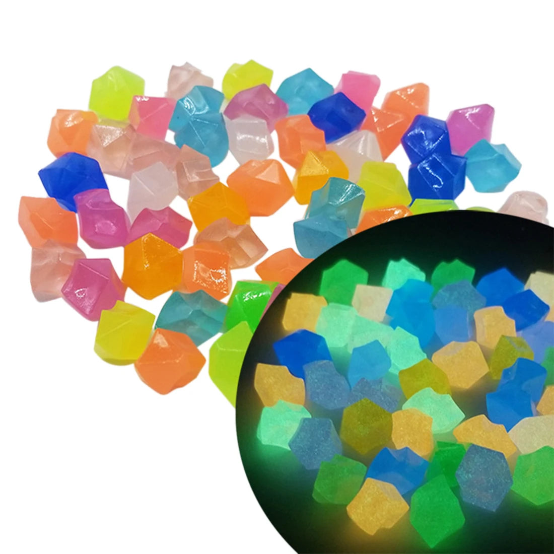 14mm Luminous Acrylic Rocks Stones Pebbles Glow Gravels for Yard and Walkways Garden Home Decoration