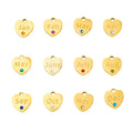 Dainty Love Heart Pendant Gold Stainless Steel Birthstone CZ Personalized Heart Charm for Birthday Jewelry Gifts Women Men