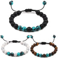 Trendy Woven Beaded Hand Rope Bracelet Frosted Stone Tiger Eye Stone Bracelet Wood Bead Volcanic Stone Bracelet for Women Men