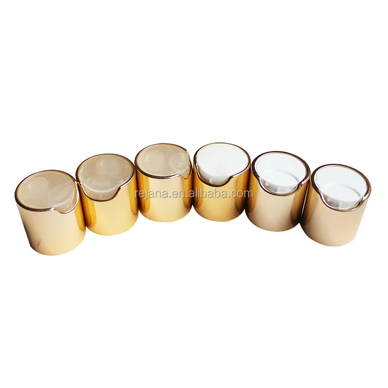 24-410 28-410 24-410 Golden/Silver Anodized Aluminium UV Disc Top Cap Non-Spill Shiny Matte Treatment Cosmetics Bottles