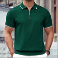 Men's Short Sleeved Zippered Casual Business Knitted Polo Shirt